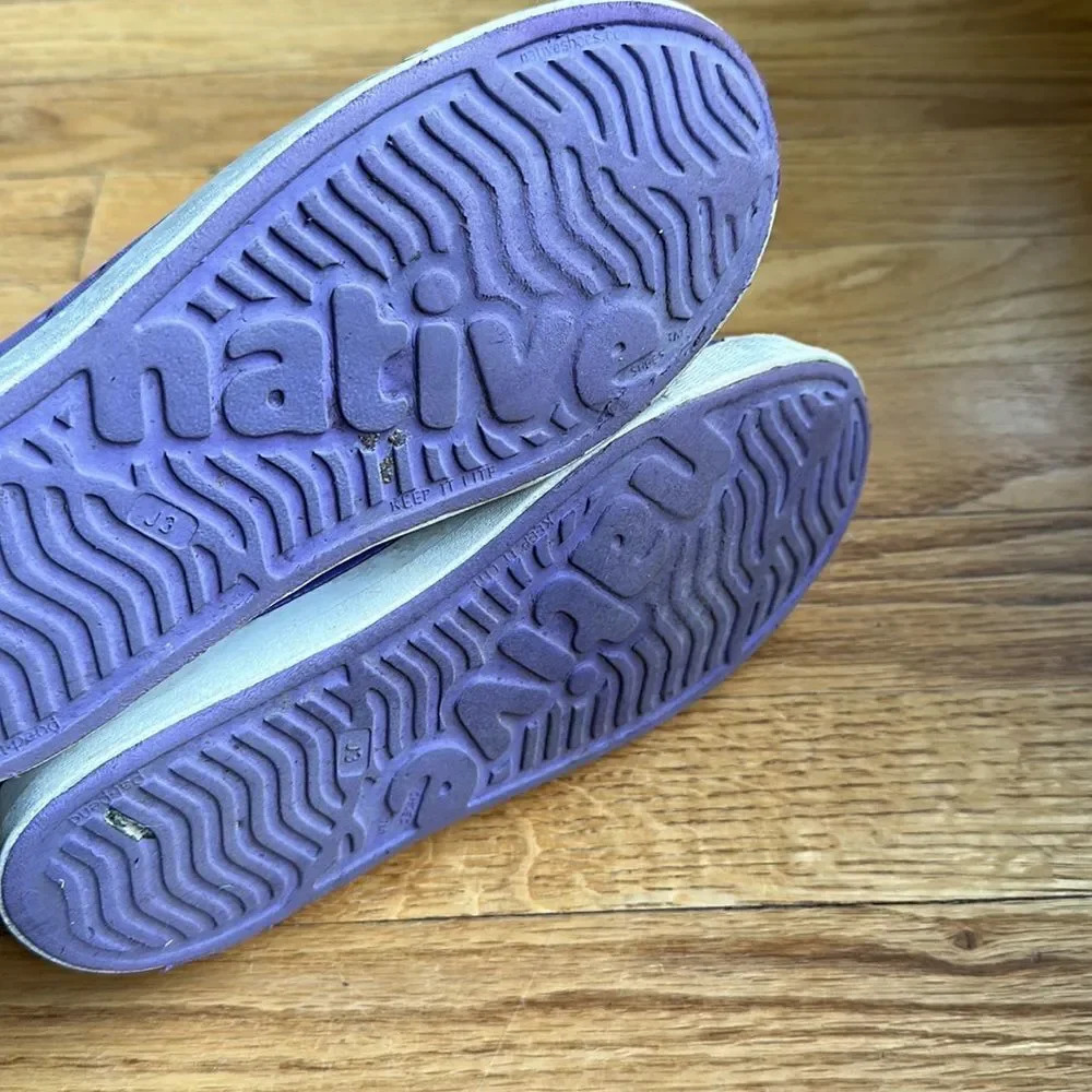 Native shoes sz youth 3 sparkle purple good pre owned condition - Picture 6 of 6